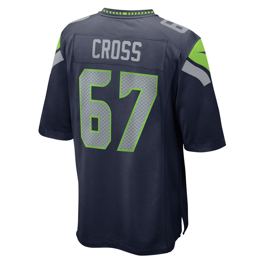 Seattle Seahawks Charles Cross College Navy Game Jersey