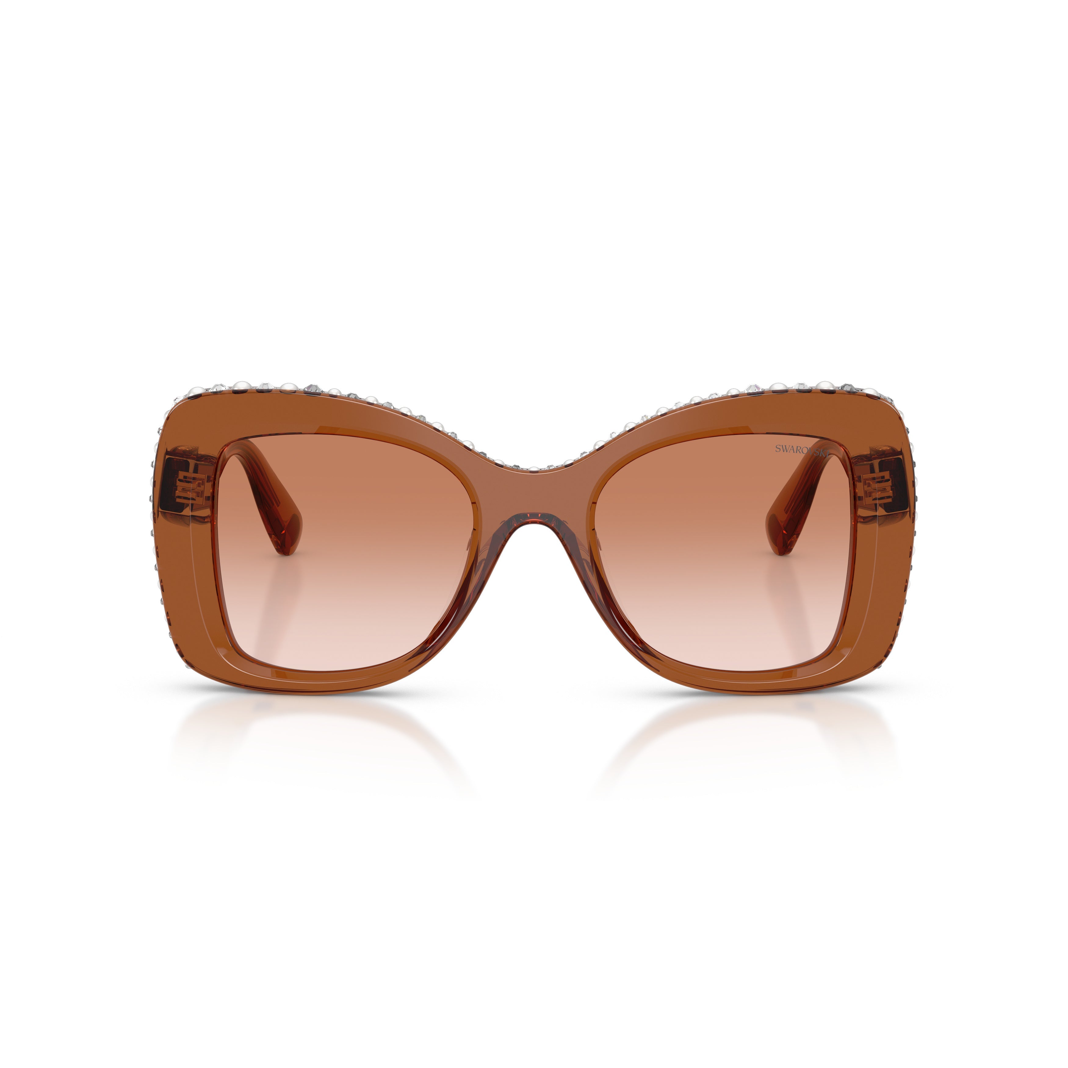 0Sk6062U Translucent Brown Acetate Sunglasses with Crystal Accents