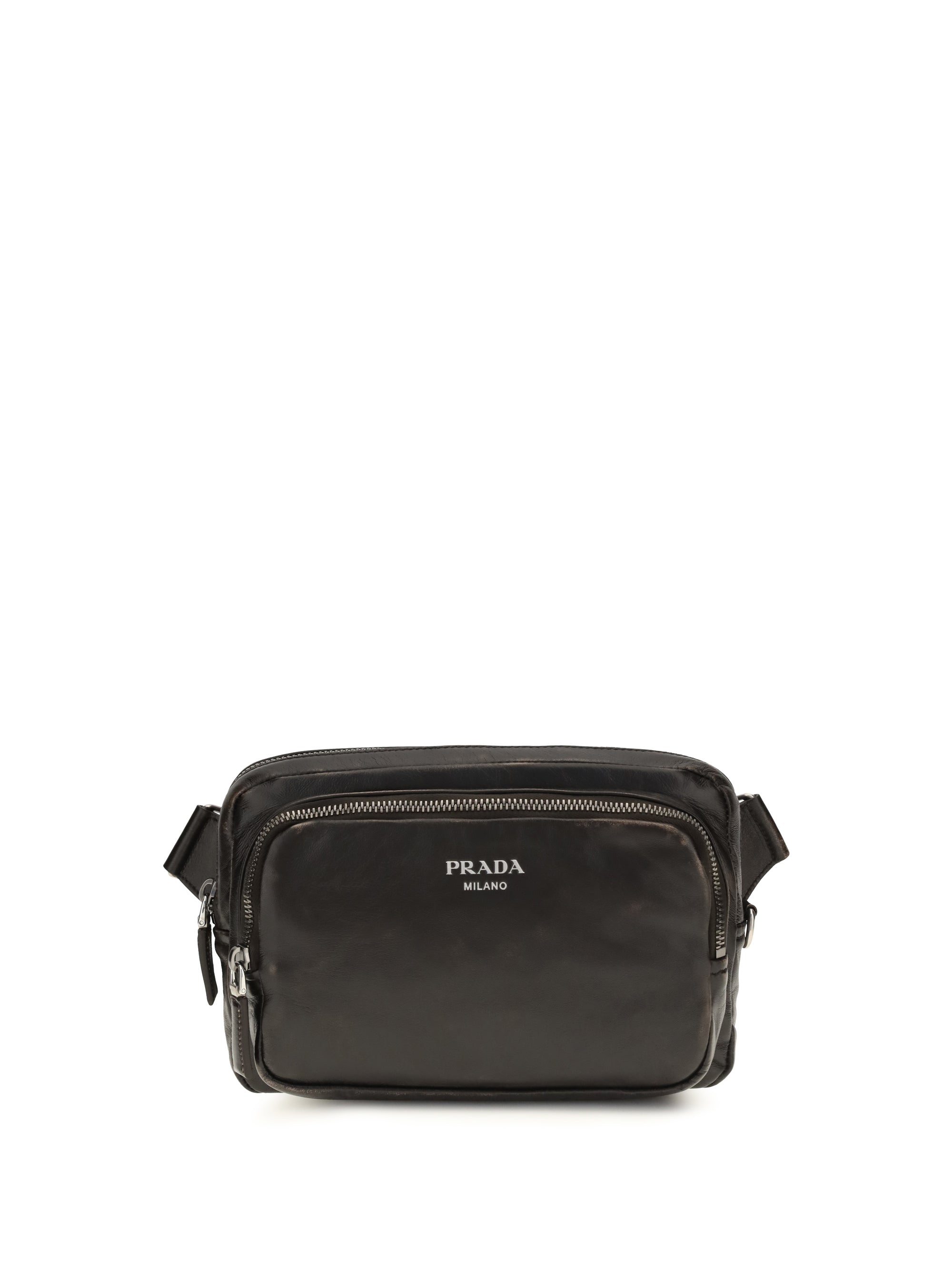 Prada Men Shoulder Bag In Aged-Effect Nappa Leather