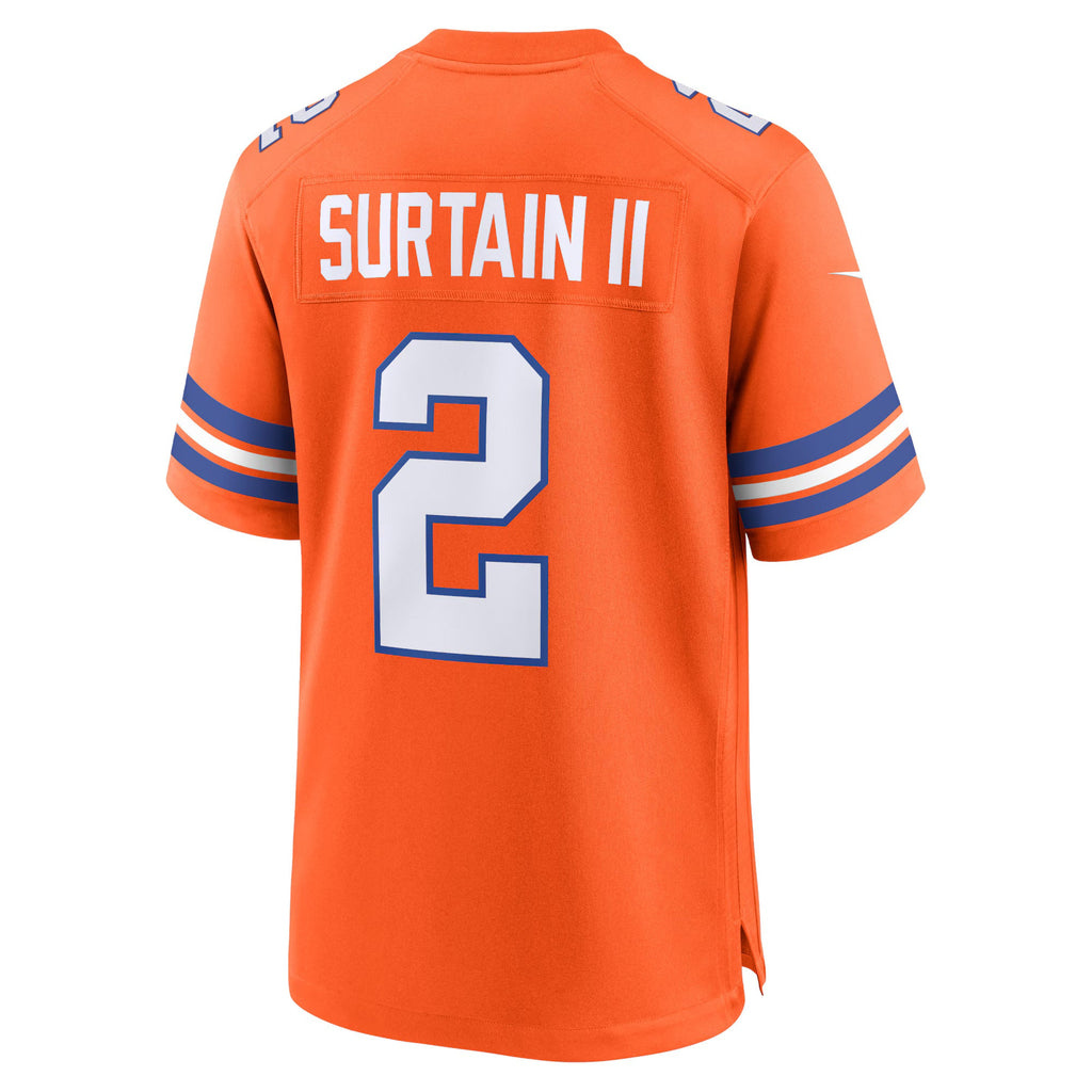 Denver Broncos Patrick Surtain II Orange Mile High Collection 1977 Throwback Player Game Jersey