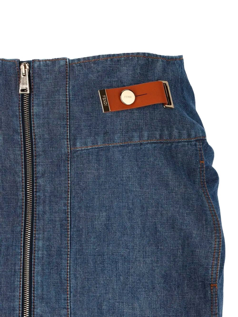 Fendi Women `Chambray` Denim Skirt