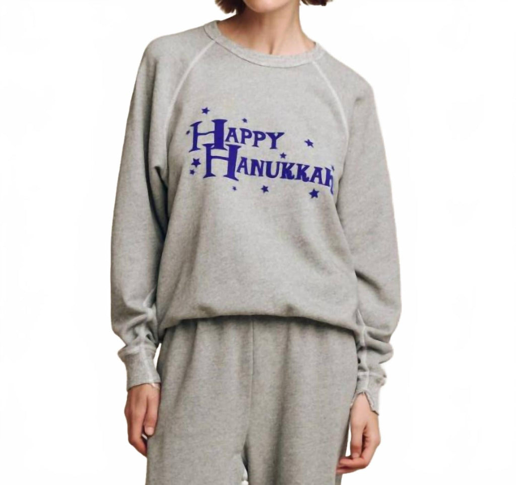 College Sweatshirt With Hannukah Graphic In Varsity Grey