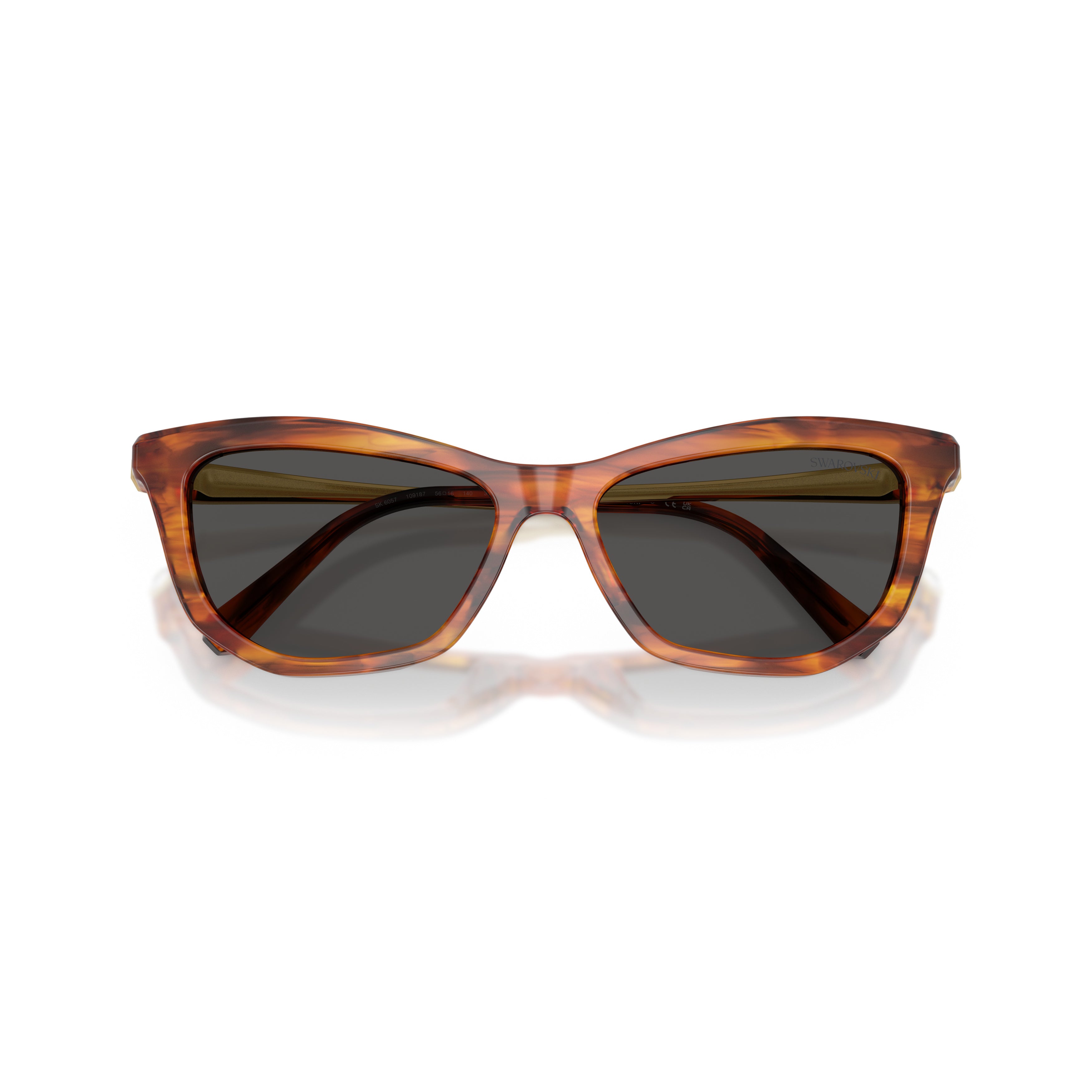 0Sk6057 Rectangular Tortoiseshell Acetate Sunglasses with Gold-tone Temples
