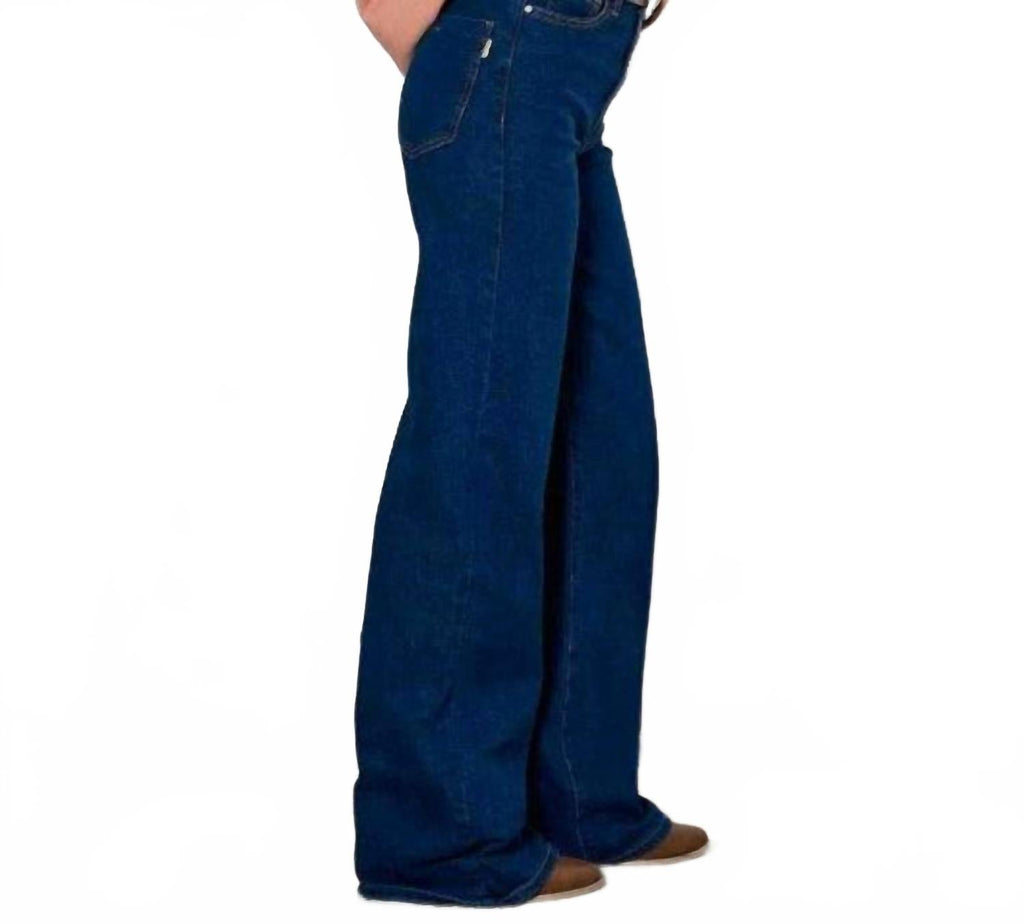 High-Rise Essential Wide Leg Jeans In Blue