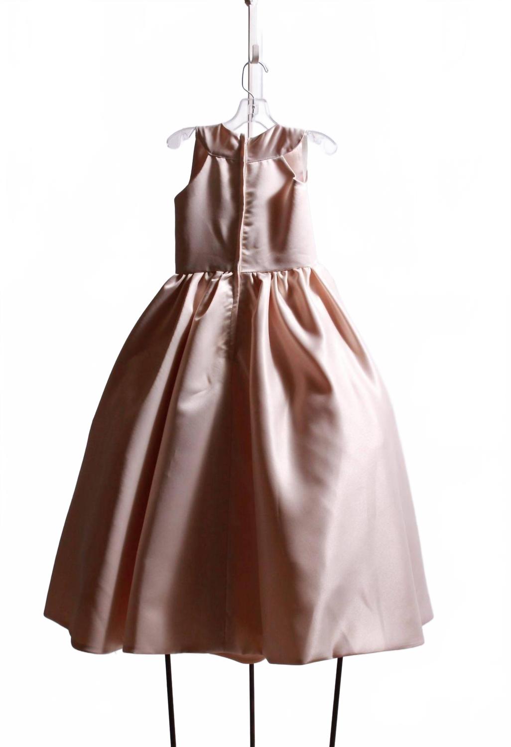 Girl's Satin Flower Dress In Champagne