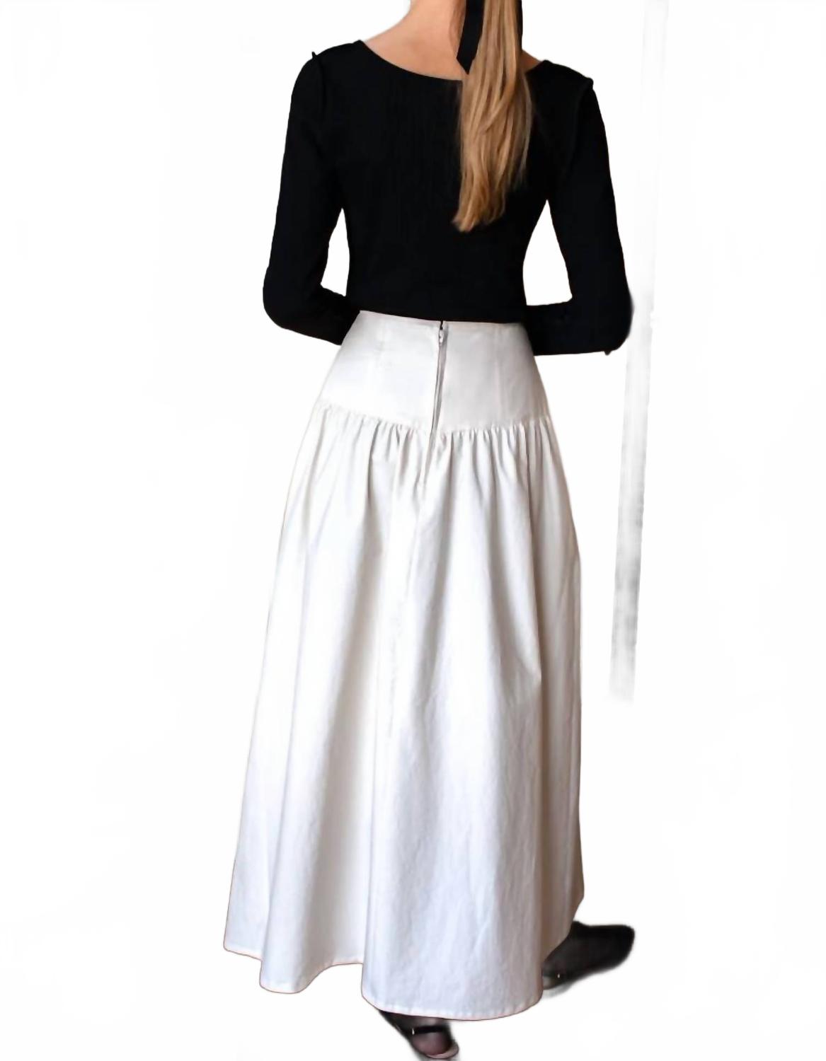 A-Line Maxi Skirt In White Swan