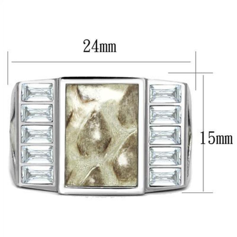 No Plating Stainless Steel Ring with AAA Grade CZ in Clear