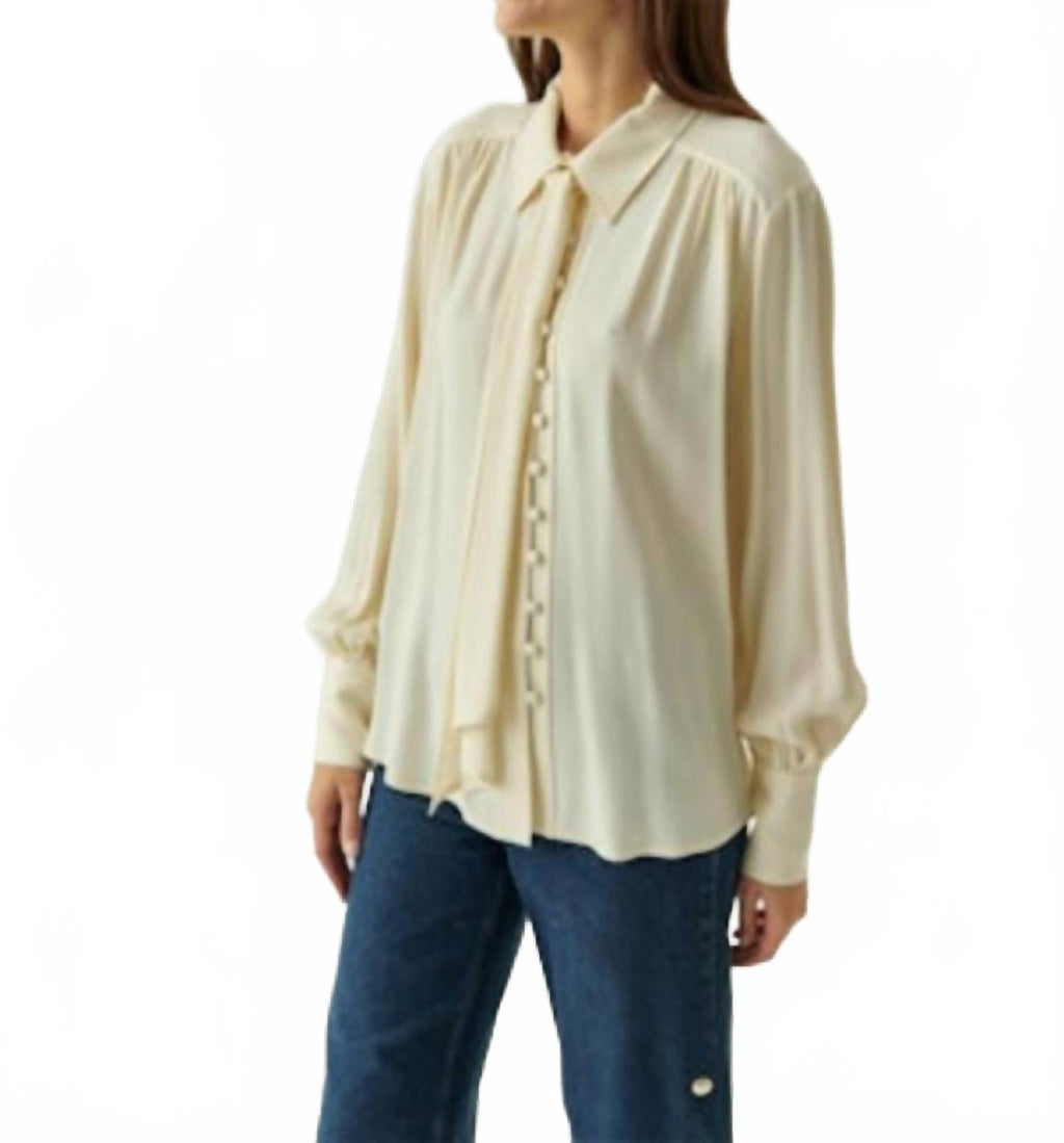 Harlee Collar Long Sleeve Shirt In Ecru
