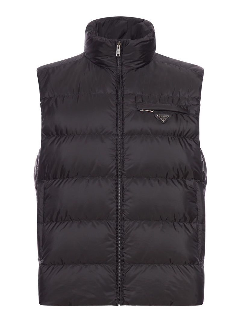 Prada Men Padded Feather Jacket In Re-Nylon