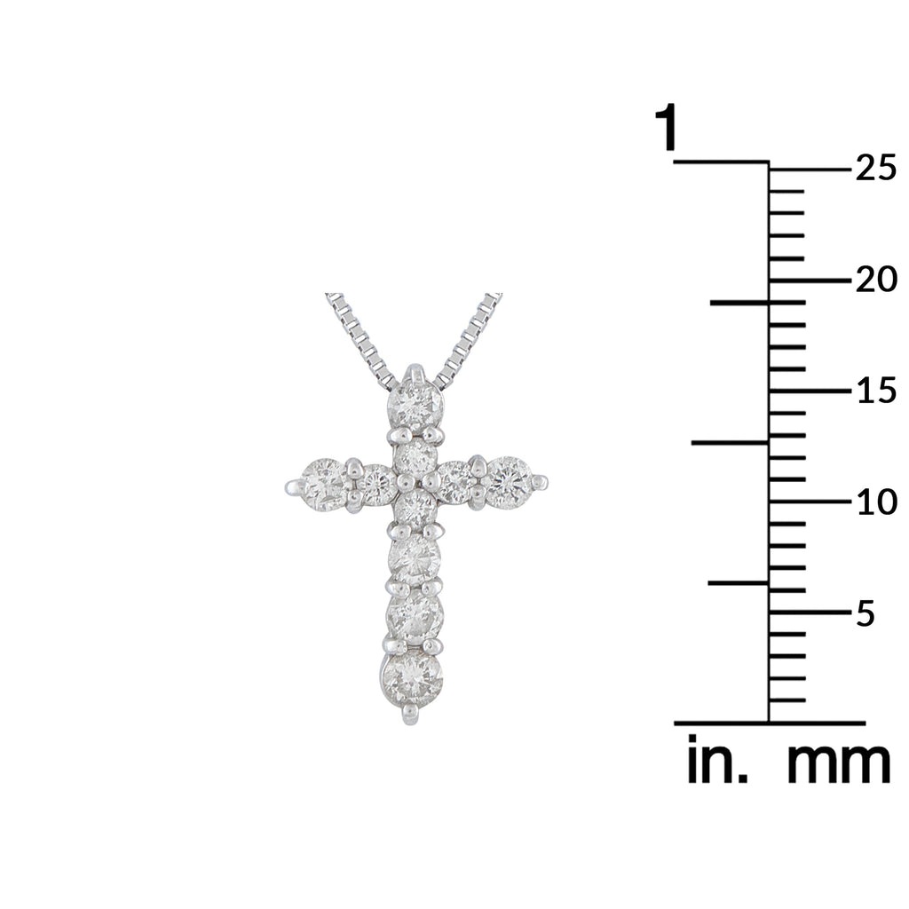 LB Exclusive Platinum 0.51ct Diamond Cross Pendant Necklace MF24-041426