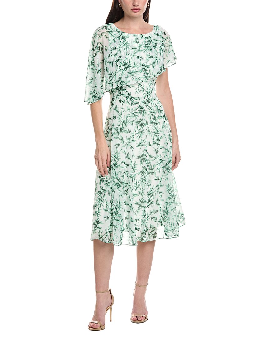 Maison Tara Printed Chiffon 3/4 Sleeve Midi Dress