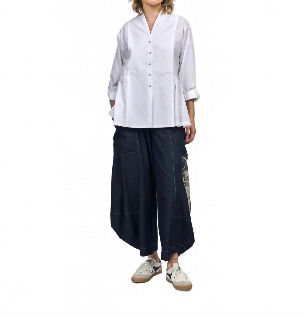 Addison Peplum Blouse In White