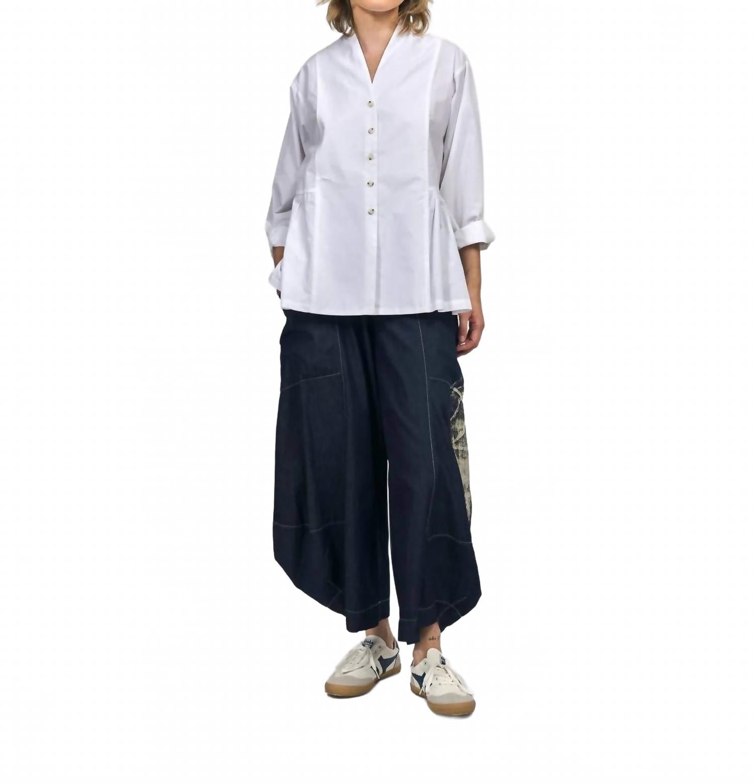Addison Peplum Blouse In White