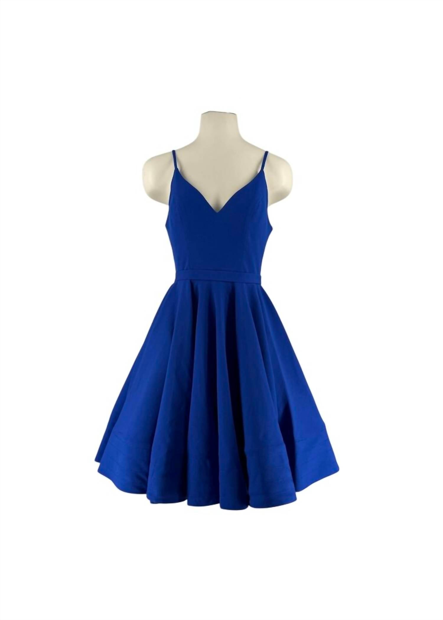 Ieena Backless A-Line Flare Mini Dress In Royal