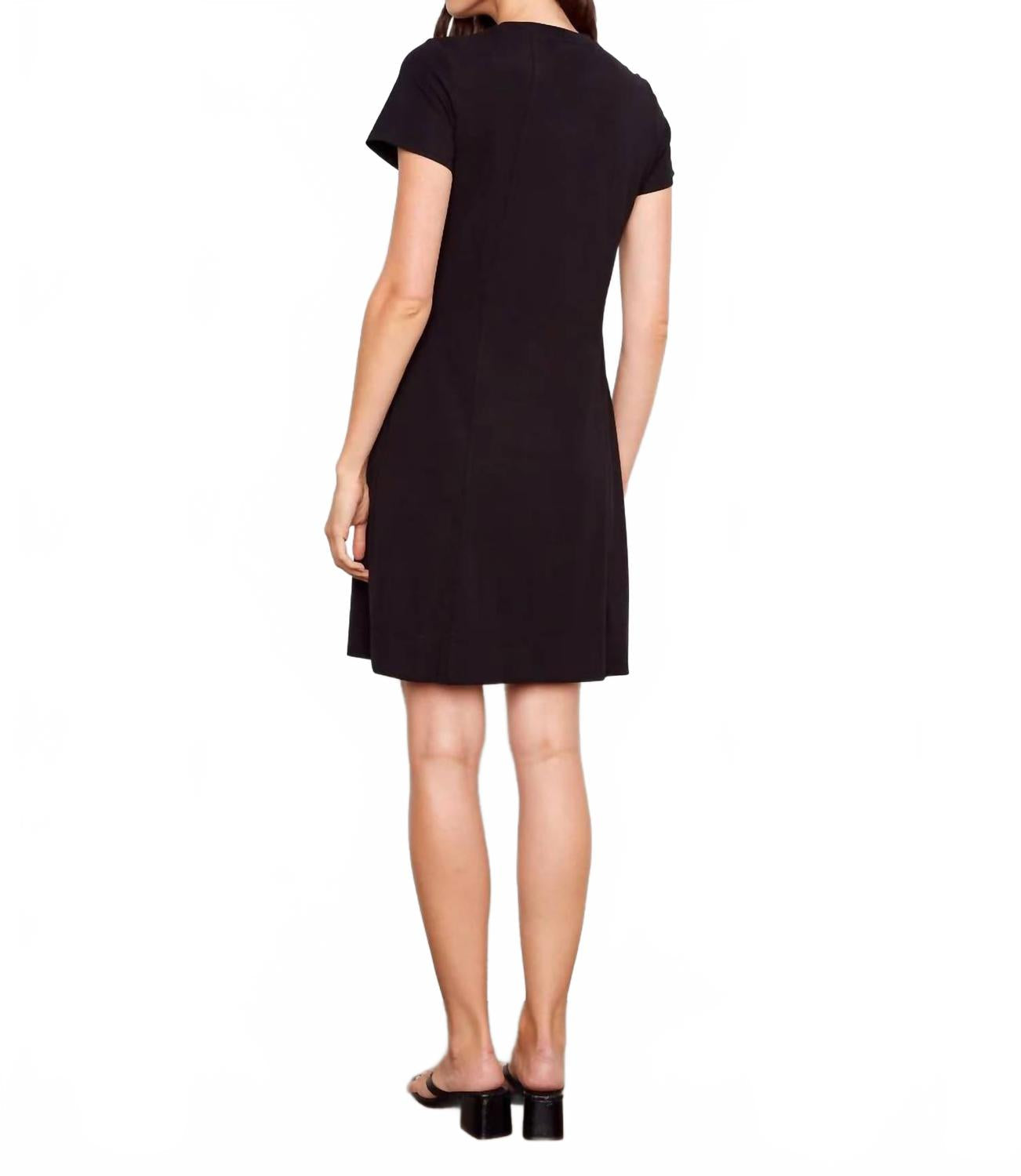 Knee-Length Short Sleeve Dress In Classic Black