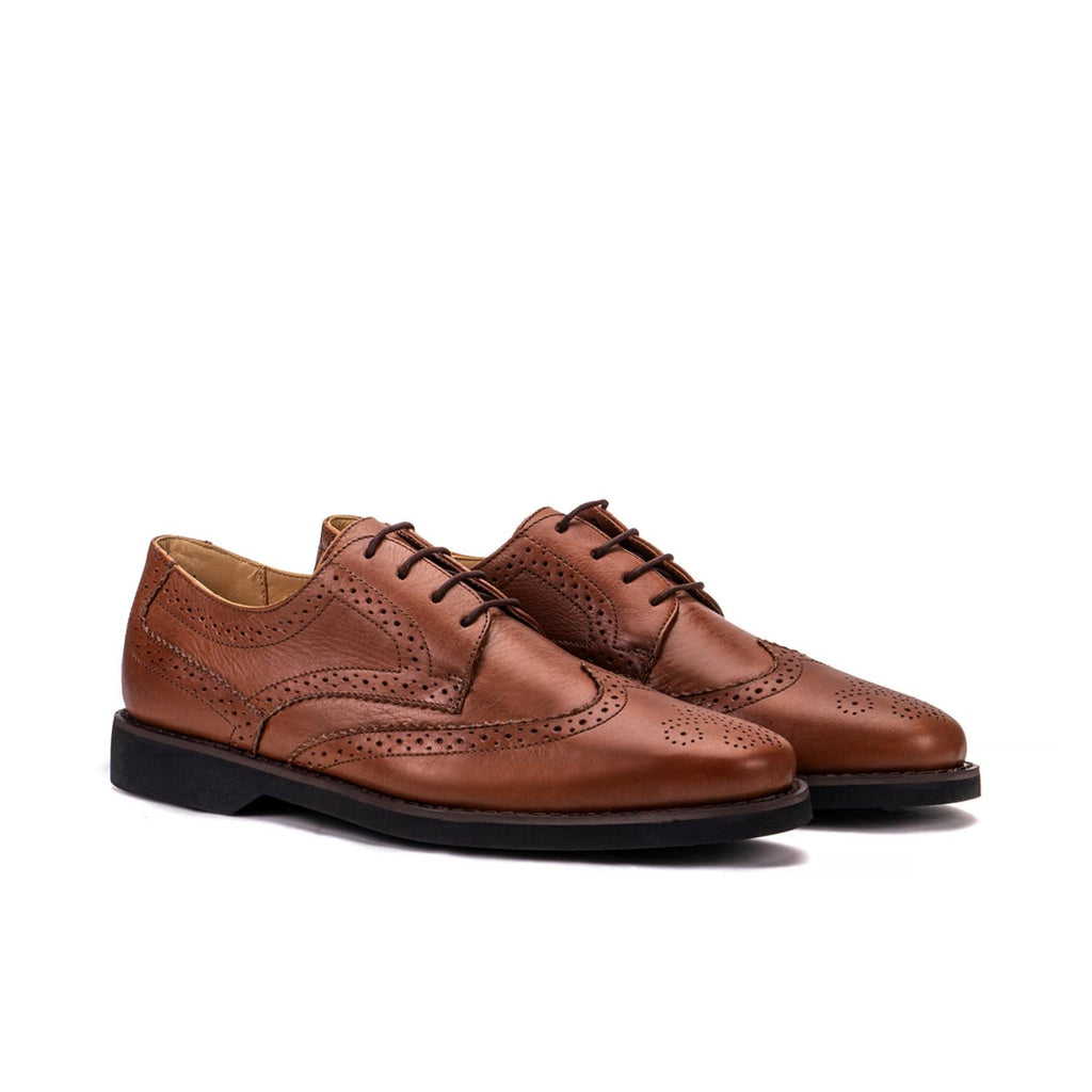 Men's Santiago Leather Derby Shoes In Conservative Cognac