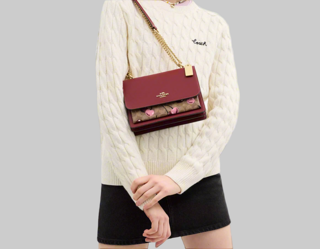 NWT Coach Klare Medium Crossbody in Signature Canvas with Cherry Print