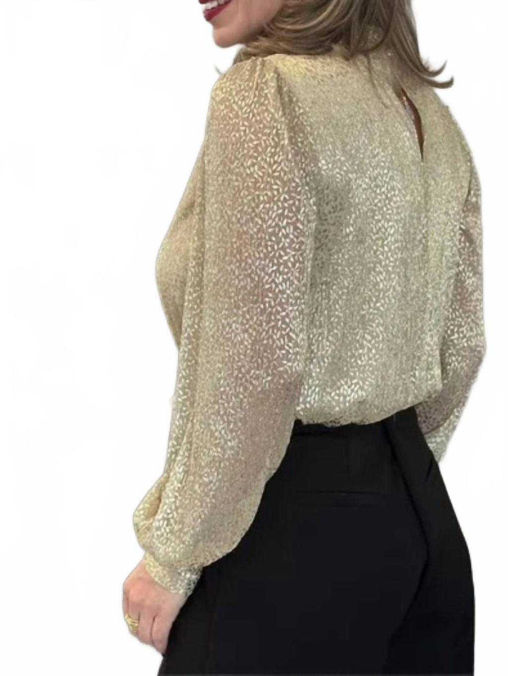 Leaves Long Sleeves Blouse In Gold