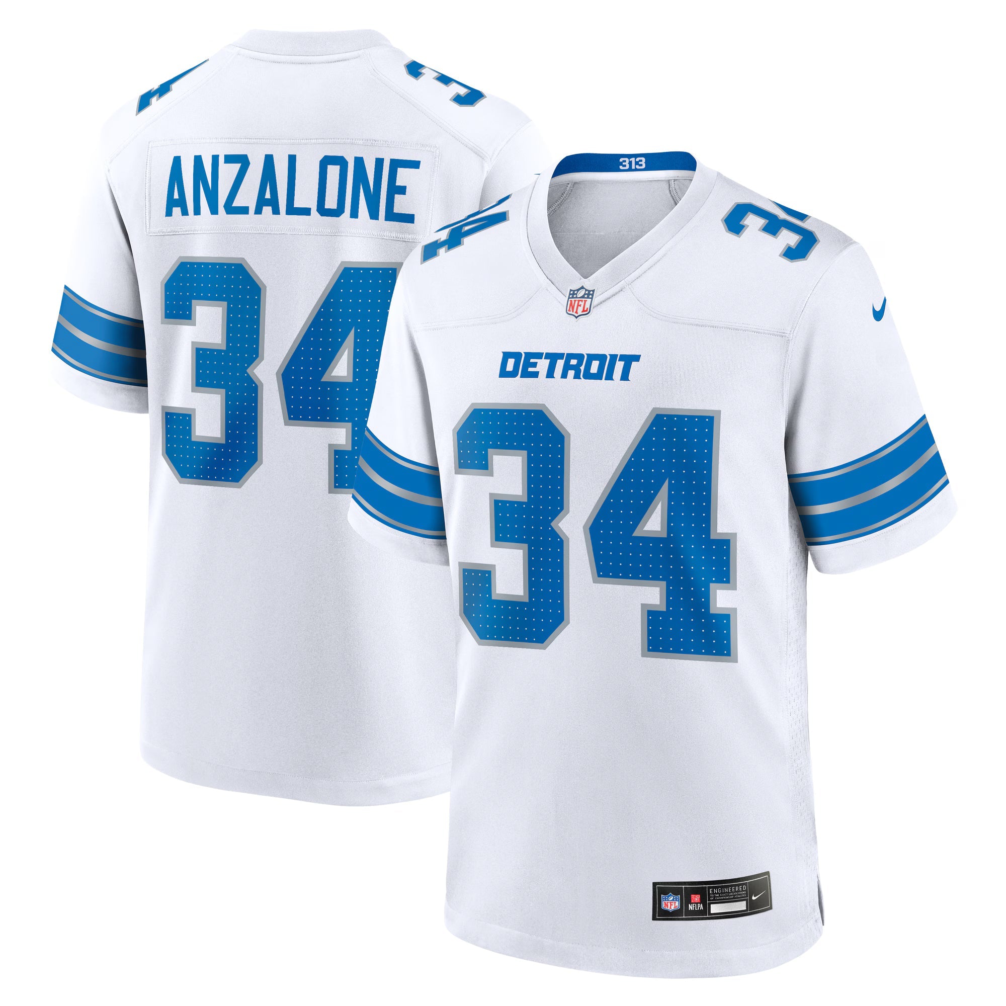 Detroit Lions Alex Anzalone White White Game Jersey