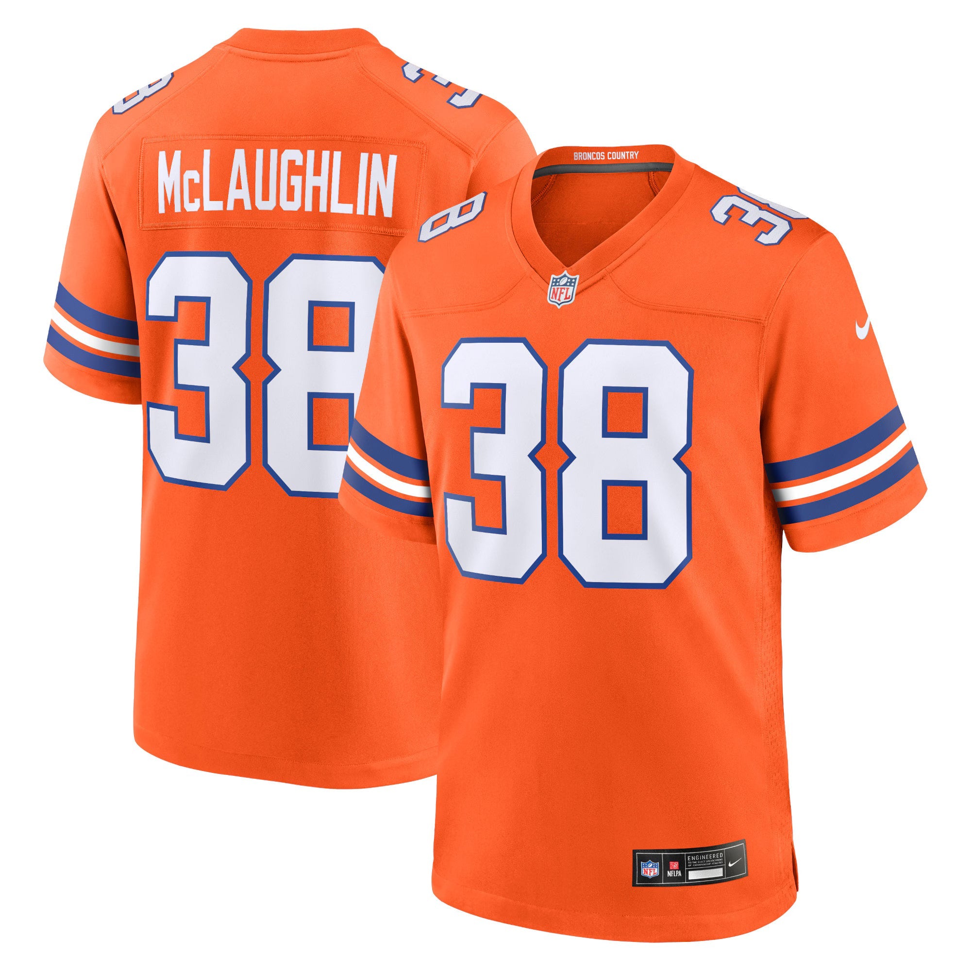 Denver Broncos Jaleel McLaughlin Orange Mile High Collection 1977 Throwback Player Game Jersey