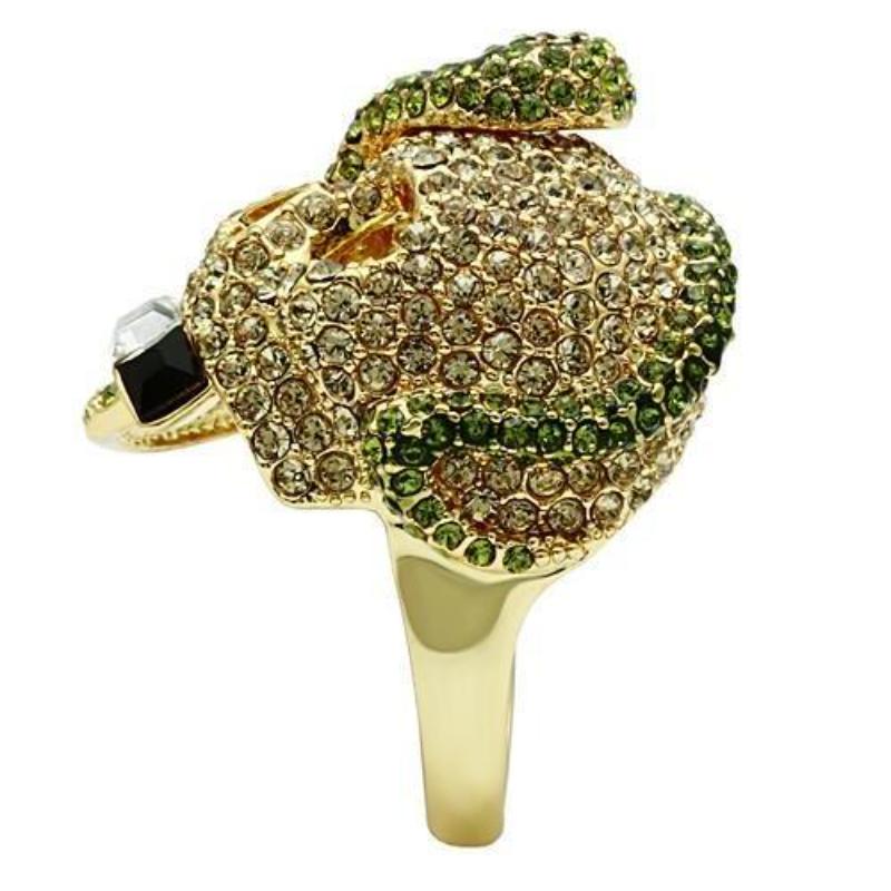 Gold White Metal Ring with Top Grade Crystal in Multi Color