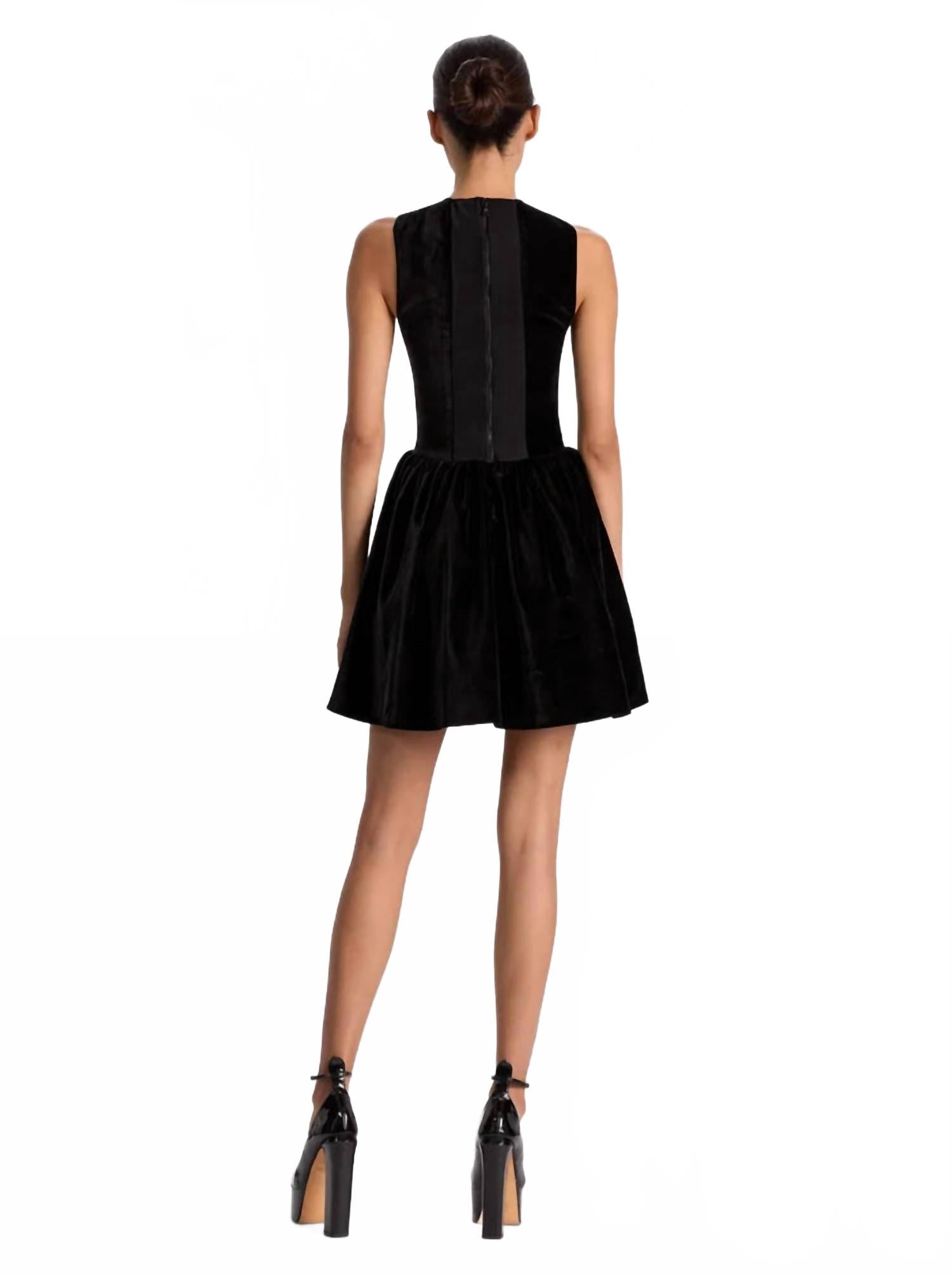 Ella Velvet Mini Dress In Black