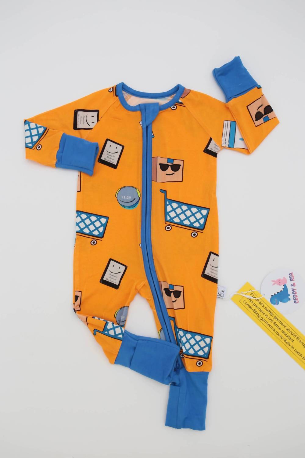 Boy's A To Z Bamboo Romper In Orange