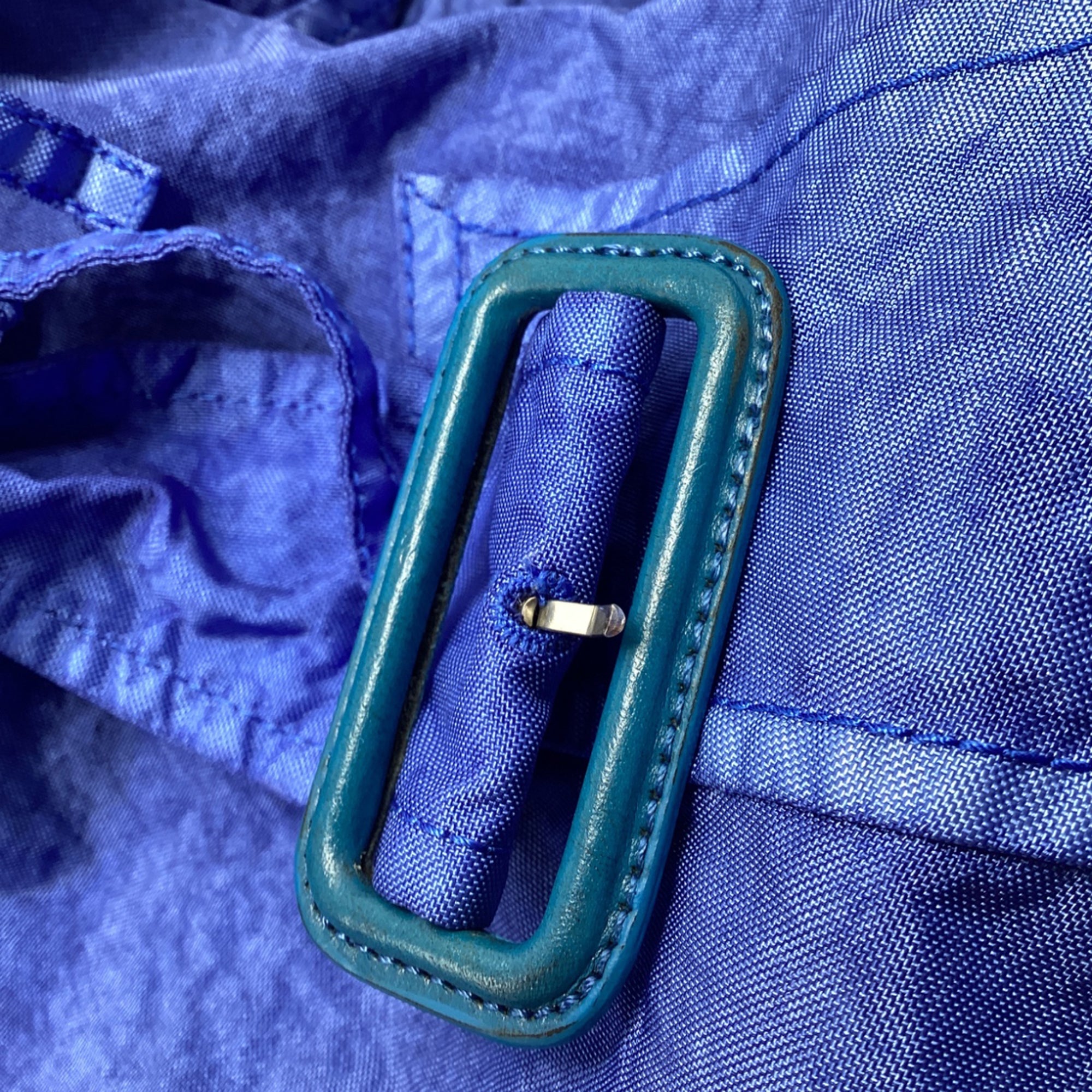Burberry Collarless Double Breasted Trench Coat in Blue Polyamide