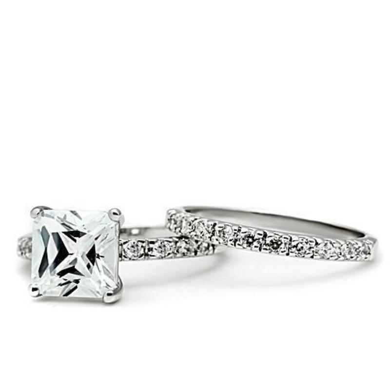 Rhodium Brass Ring with AAA Grade CZ in Clear