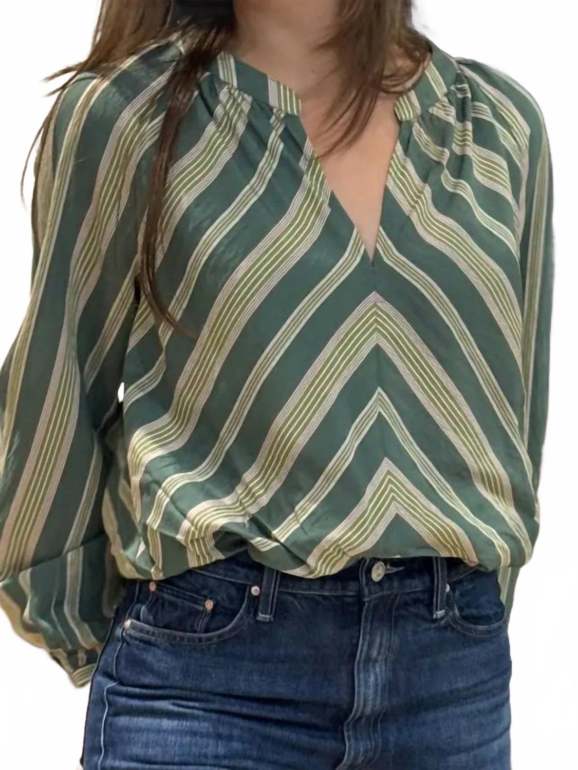 Julien Long Sleeve Top In Spruce Stripe