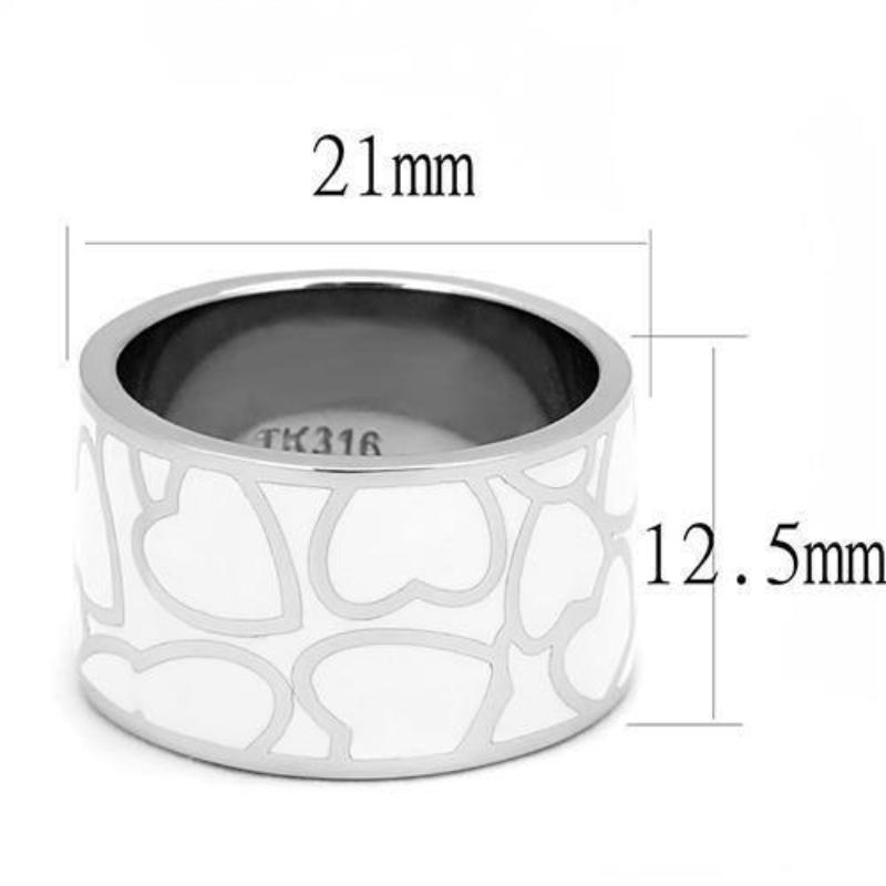 High polished (no plating) Stainless Steel Ring with Epoxy in White