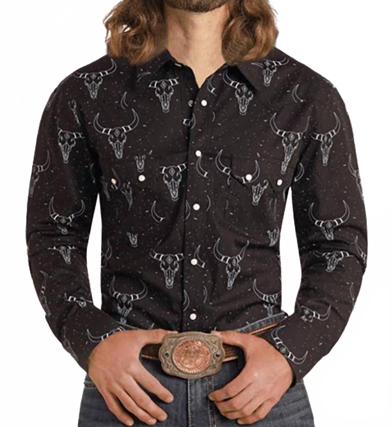 Men's Snap Shirt In Black