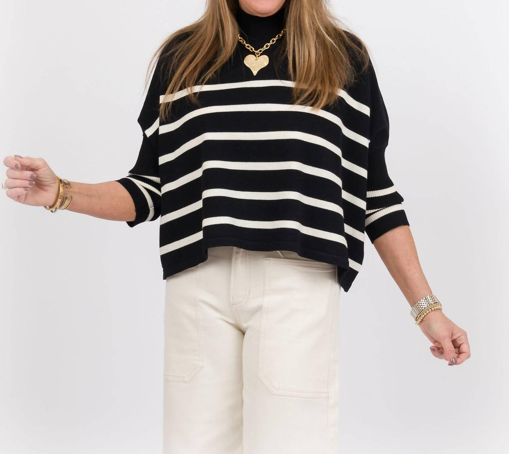 Aja Stripe Sweater In Black White