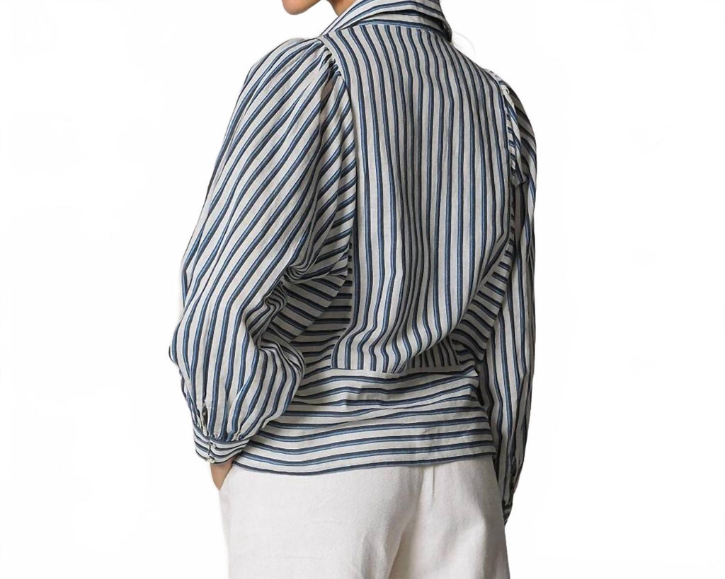 Isodora Stripe Blouse In Vintage Blue