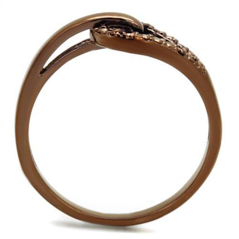 IP Coffee light Brass Ring with AAA Grade CZ in Light Coffee