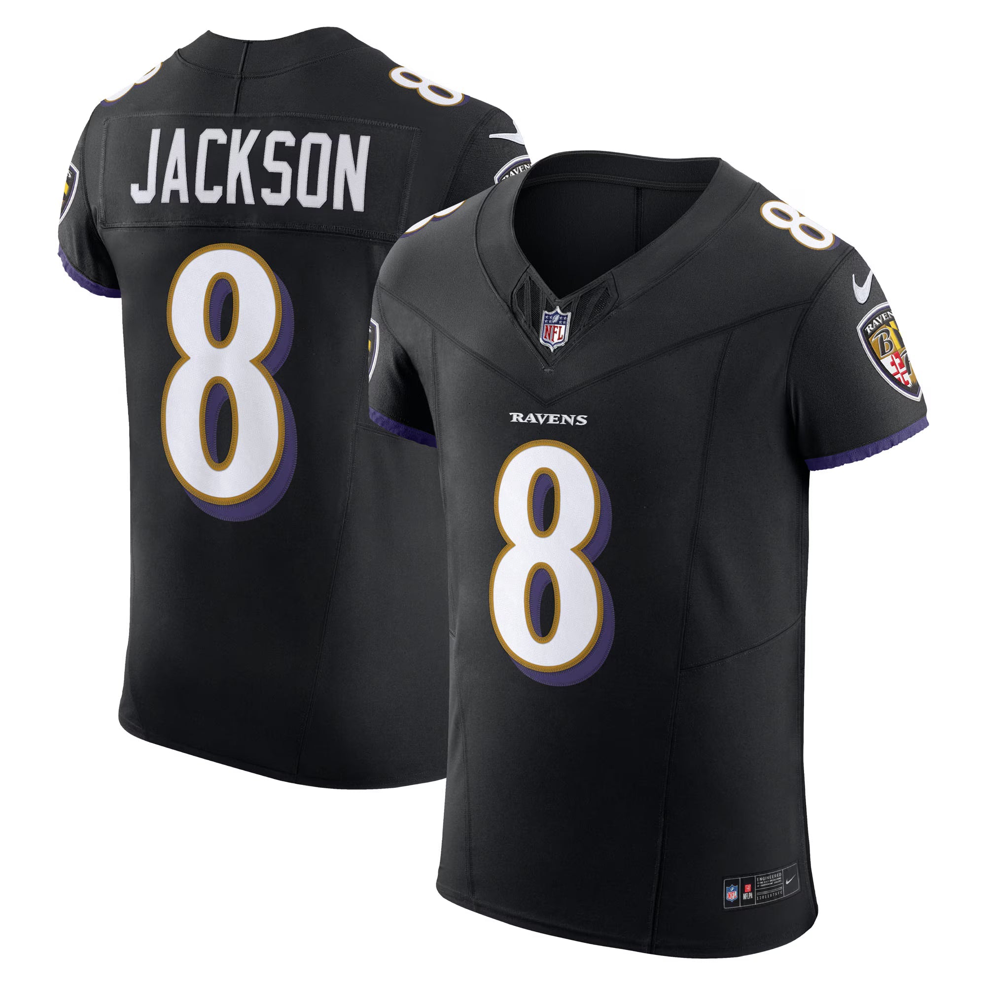 Baltimore Ravens Lamar Jackson Black Alternate Vapor F.U.S.E. Elite Jersey