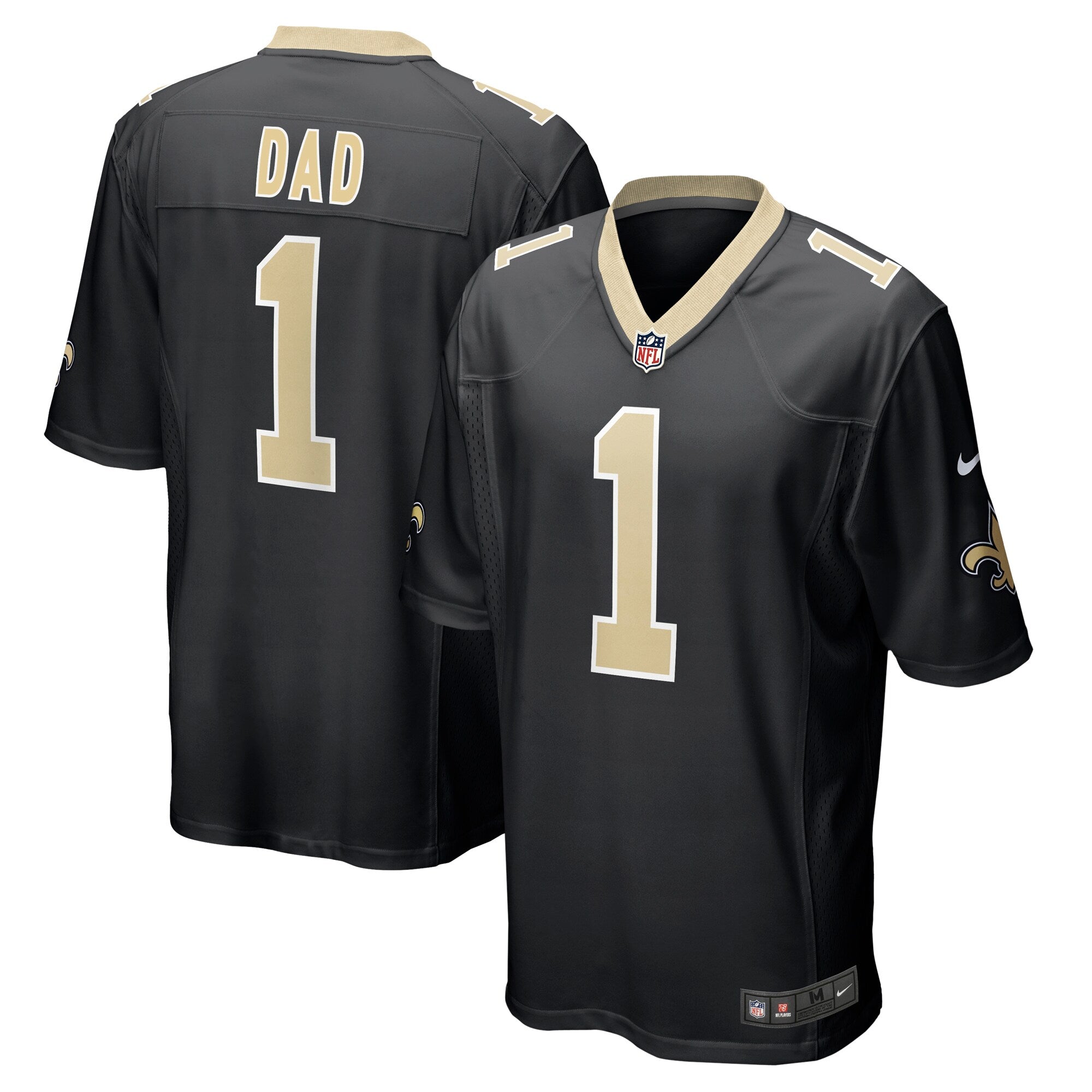 New Orleans Saints Number 1 Dad Black Game Jersey