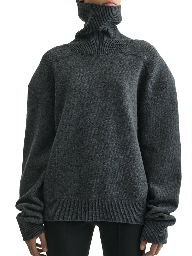 Phoebe Philo Women Wool And Cashmere Patched Shoulder Sweater