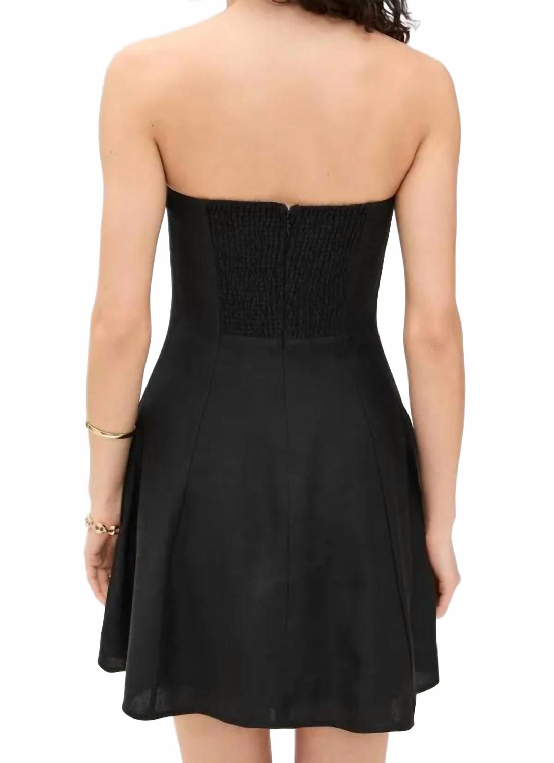 Linen Mini Dress In Black
