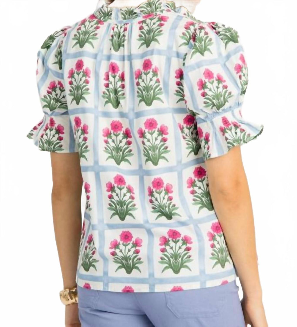 Faye Smocked Sleeve Cuff Top In Magenta