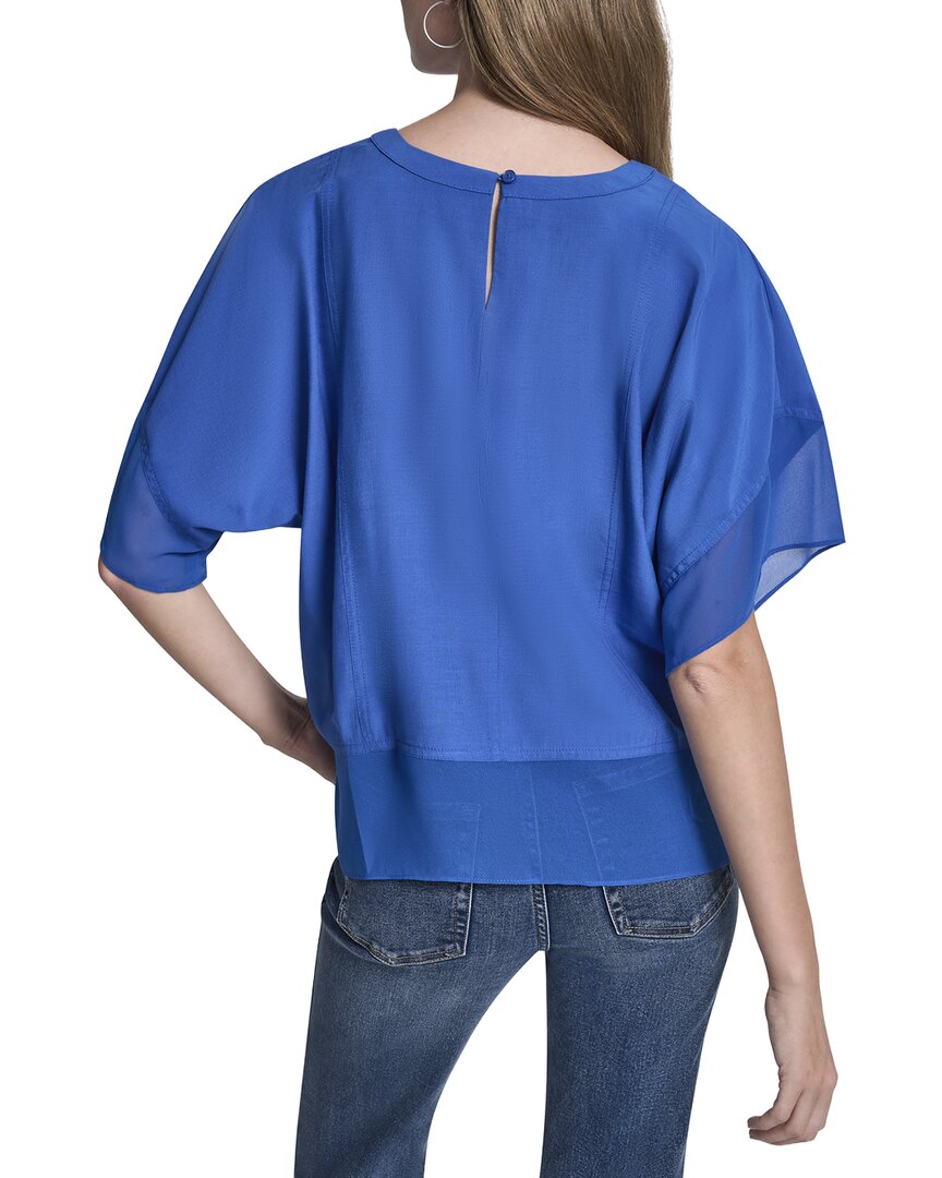 DKNY Dolman Sleeve Mix Media Top