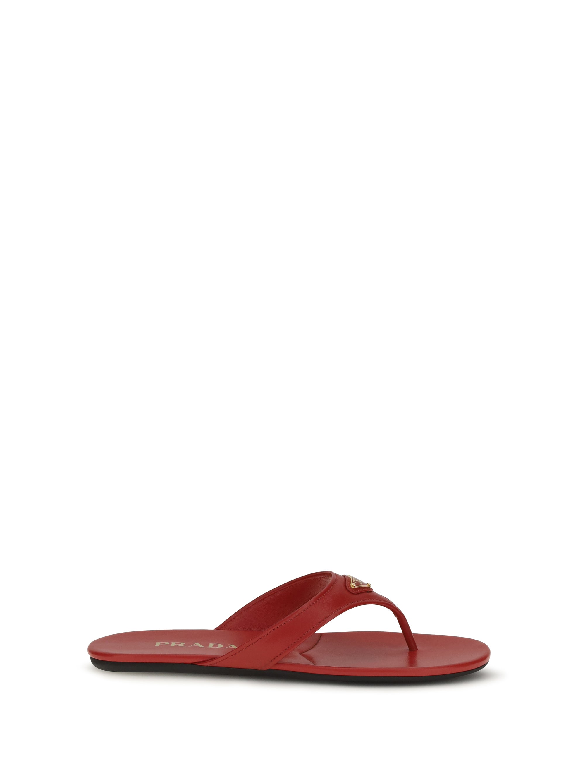 Prada Women Patent Leather Thong Sandals