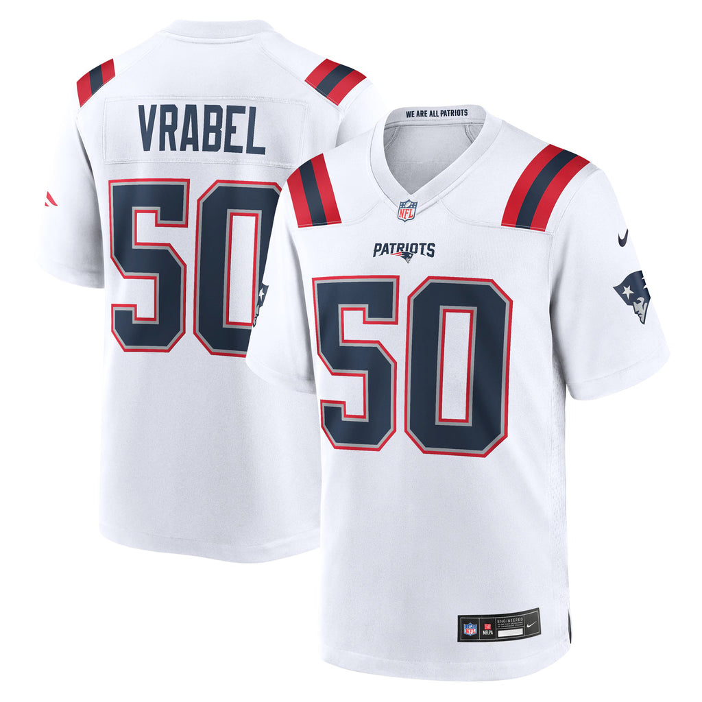 New England Patriots Mike Vrabel White Retired Player Game Jersey