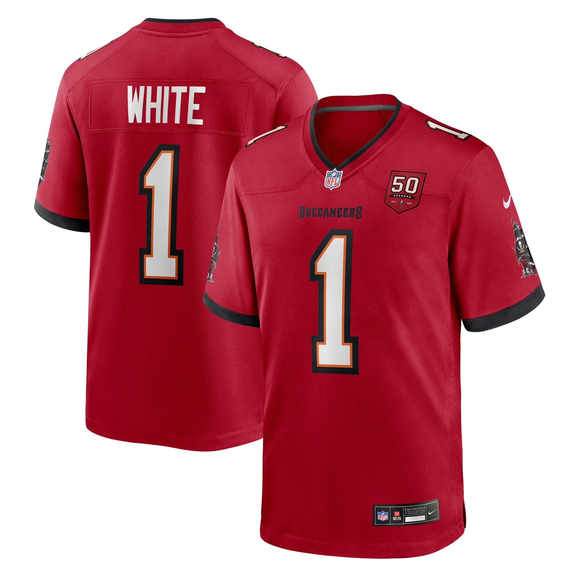 Tampa Bay Buccaneers Rachaad White Red 50th Anniversary Team Game Jersey