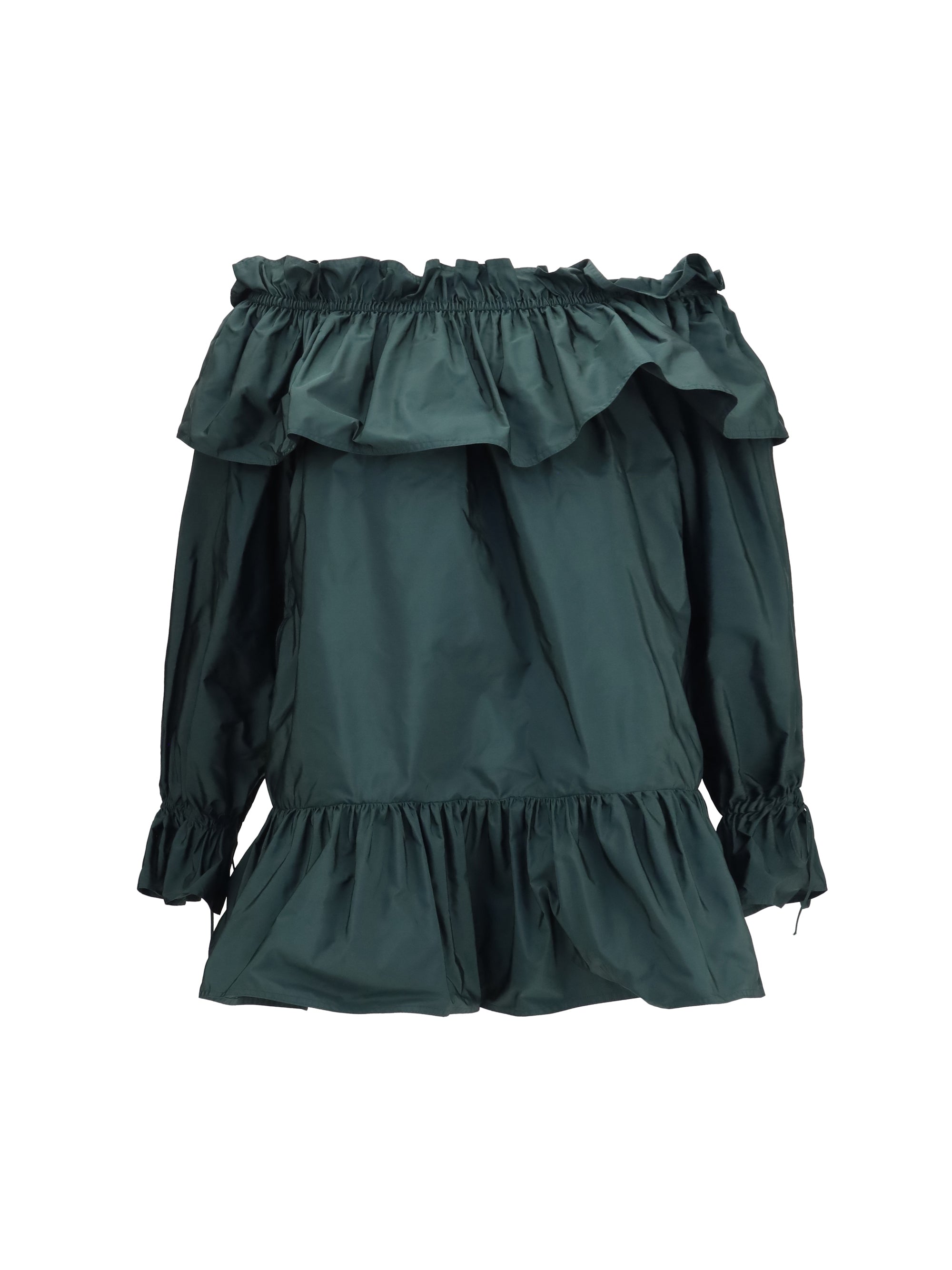 Saint Laurent Women Ruffled Nylon Poplin Dress