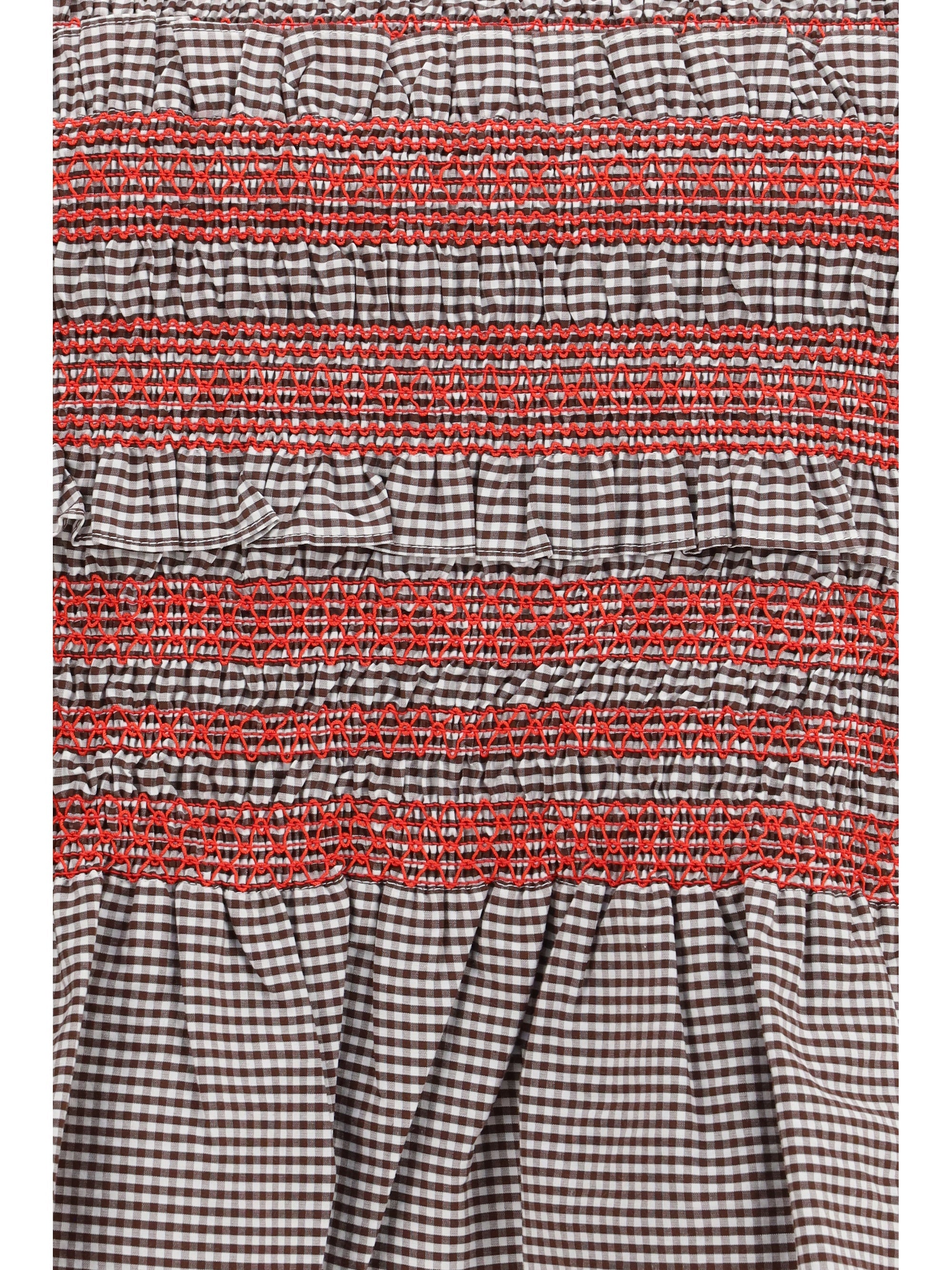 Ganni Women Elastic Printed Top With Ruching And Side Ties
