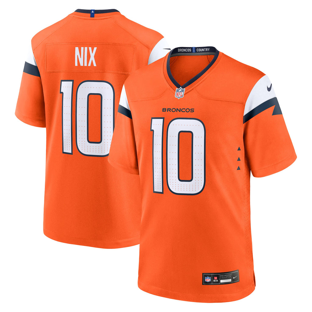 Denver Broncos Bo Nix Orange Player Game Jersey