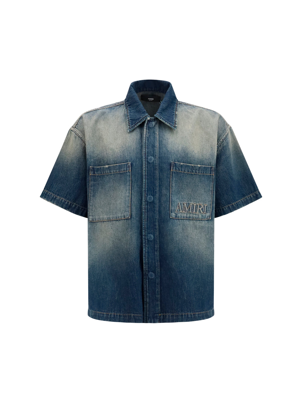 Amiri Men Embroidered Logo Denim Shirt