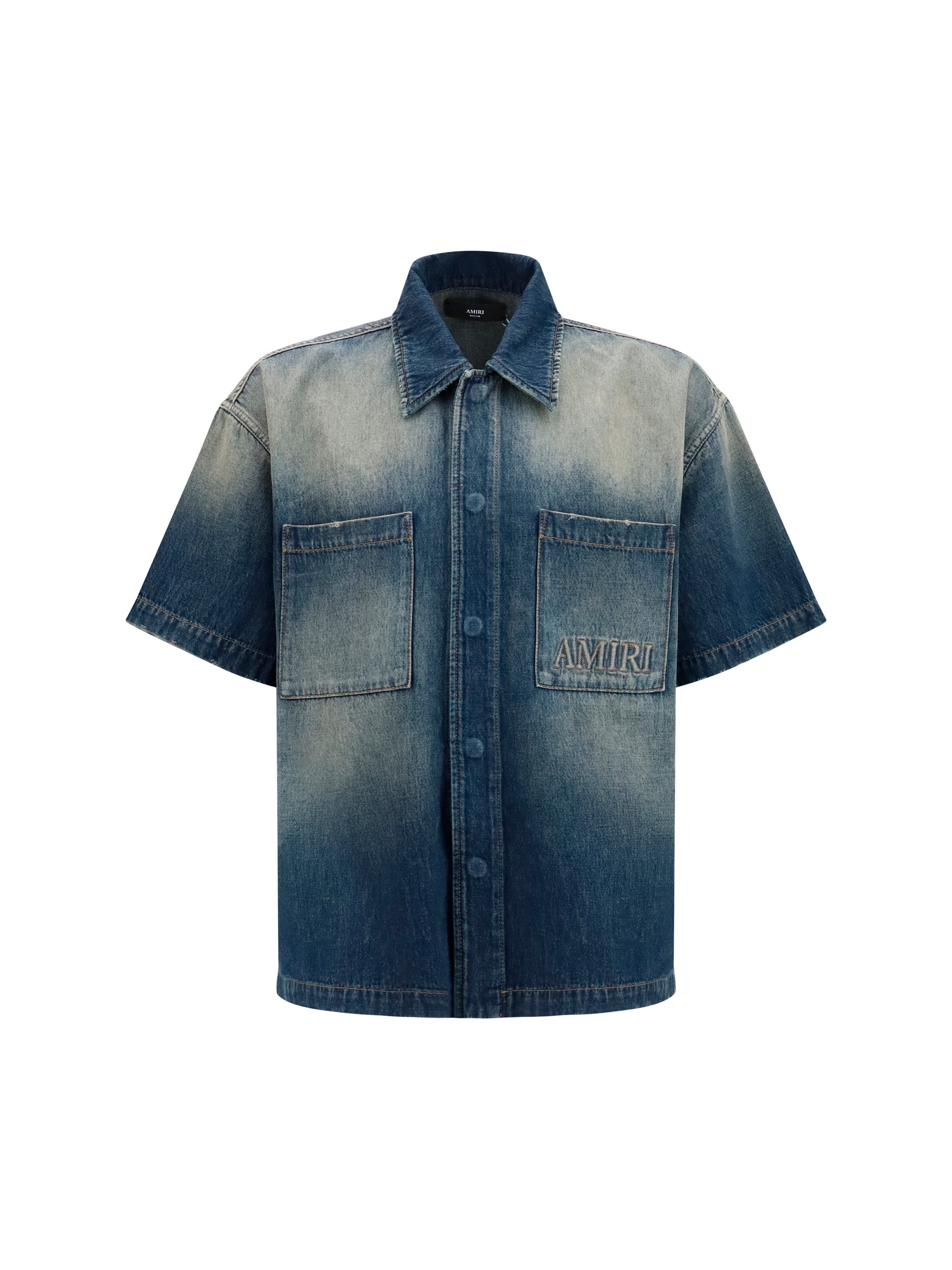 Amiri Men Embroidered Logo Denim Shirt