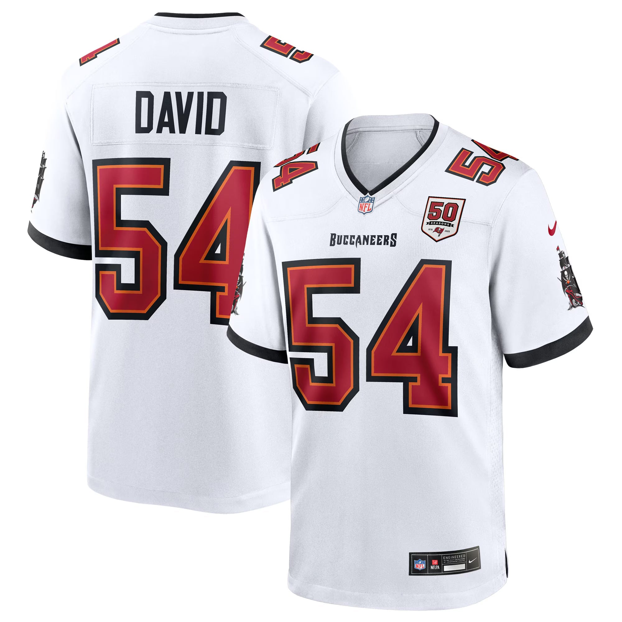 Tampa Bay Buccaneers Lavonte David White 50th Season White Game Jersey